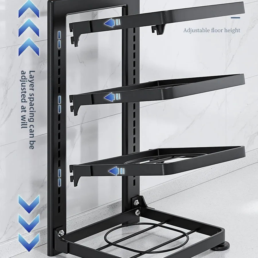 Kitchen Multi-Tier Stainless Steel Pot Rack Under Sink Storage Space Saver