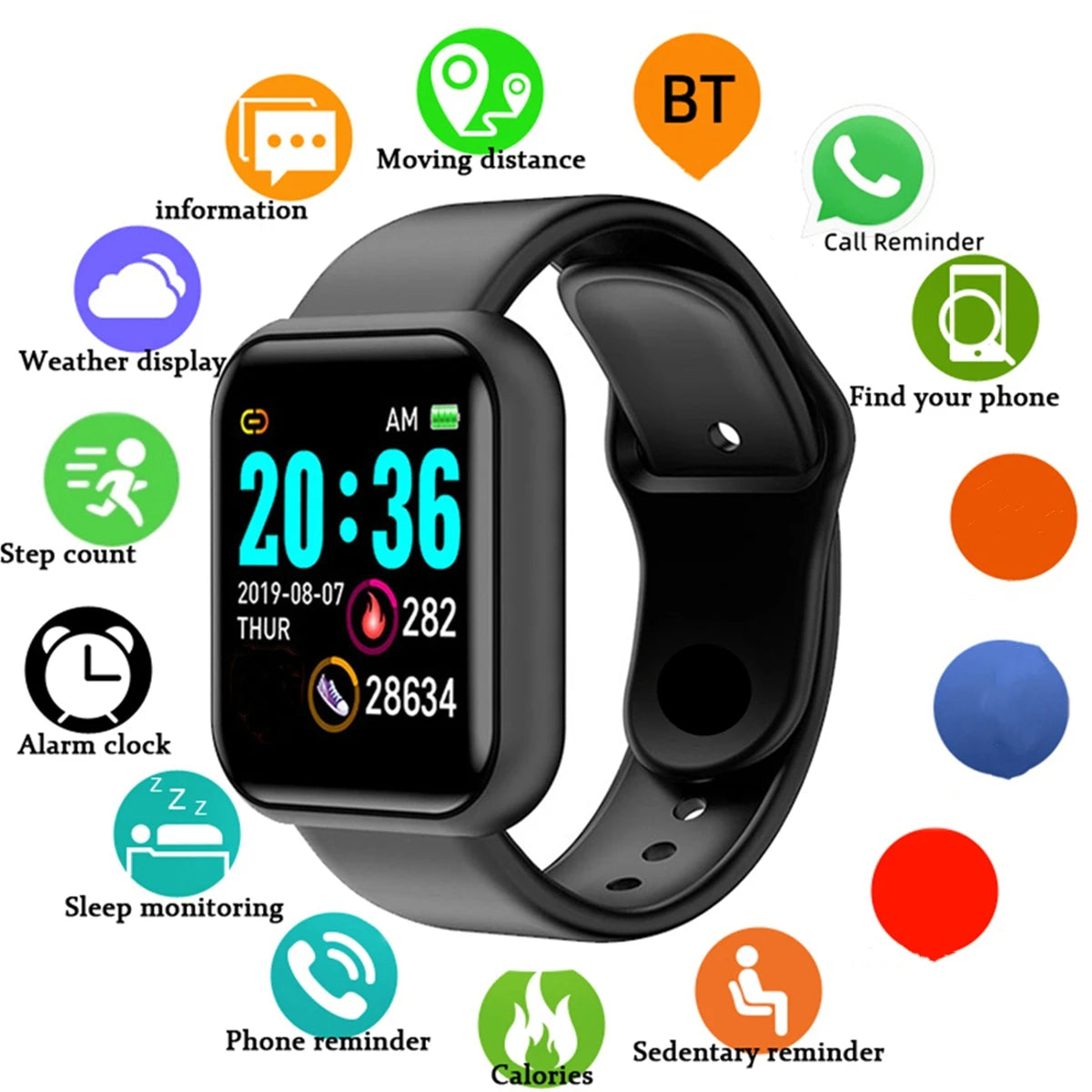 Men/Women Smart Watch Waterproof Sport Wristband Running Fitness Monitor
