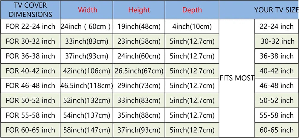 Outdoor TV Cover 32"-50" – Weatherproof Dust & Rain Protection for Garden Patio