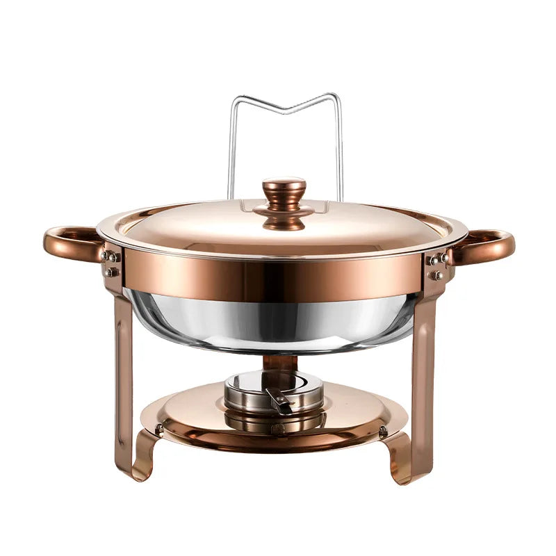 5QT Stainless Steel Chafing Dish Buffet Set – Round with Lid & Warmers for Party