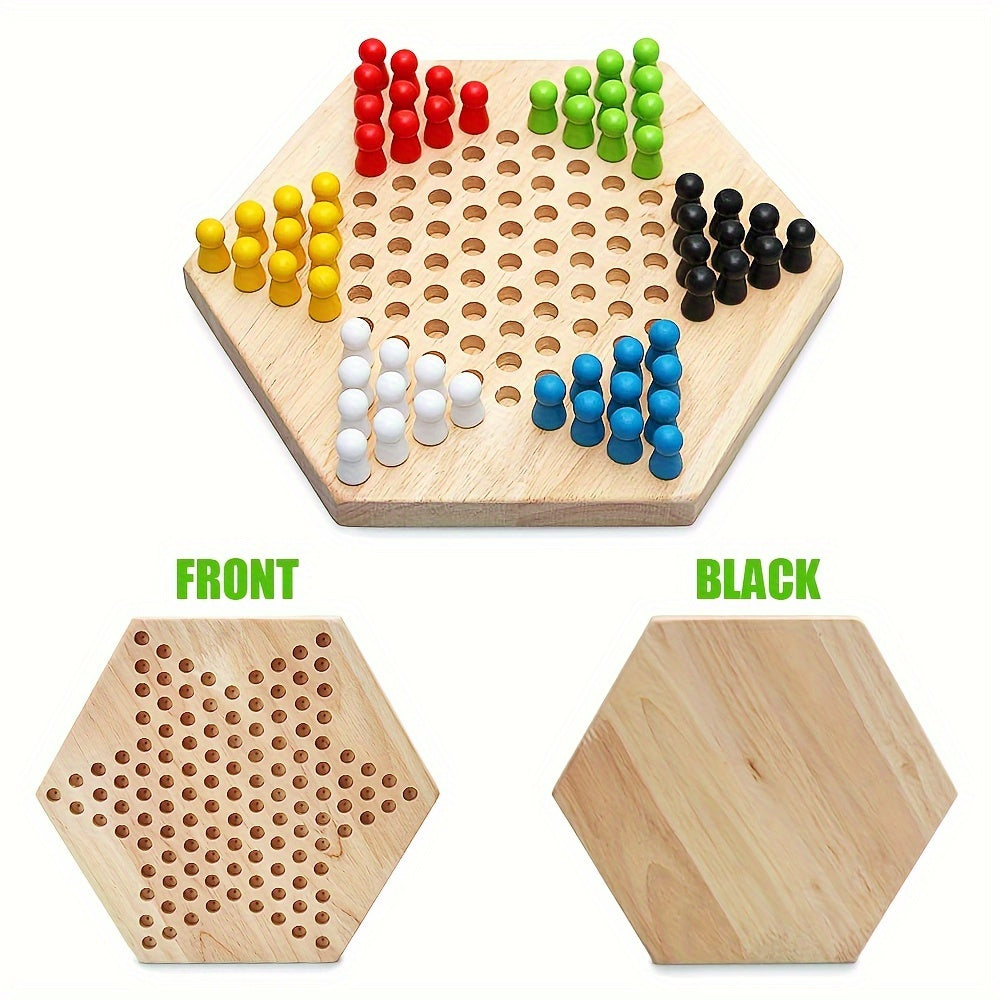 1 Set of Portable Wooden Chinese Jump Checkers - Fun Board Game Supplies for On-the-Go Entertainment
