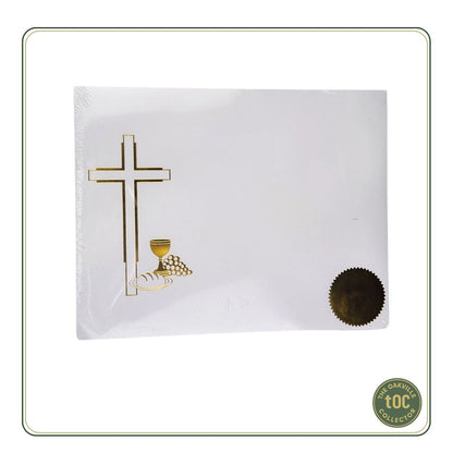 Pack of 50 - St. James Baptism Certificate White with Gold Foil Engraved Design