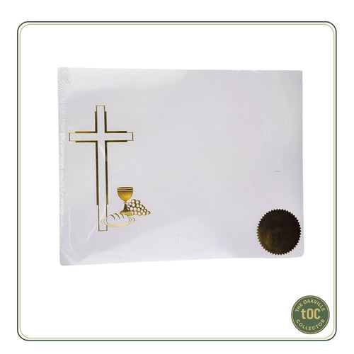 Pack of 50 - St. James Baptism Certificate White with Gold Foil Engraved Design