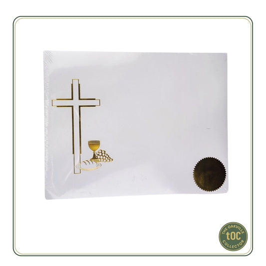 Pack of 50 - St. James Baptism Certificate White with Gold Foil Engraved Design