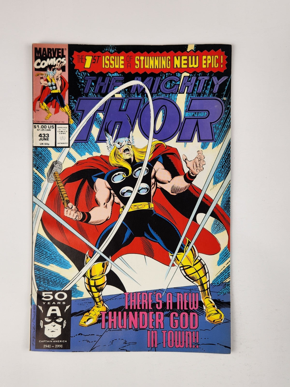 Marvel Comics The Mighty Thor #433 (1991) A New Thunder God in Town Copper Age