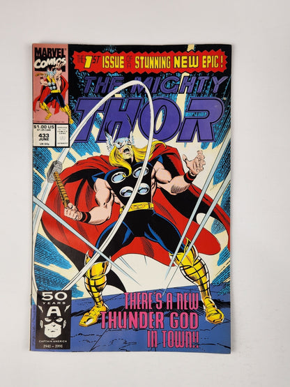 Marvel Comics The Mighty Thor #433 (1991) A New Thunder God in Town Copper Age