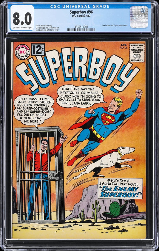 Superboy #96 | Curt Swan Cover CGC 8.0 DC Comics 1962 | Lex Luthor and Krypto