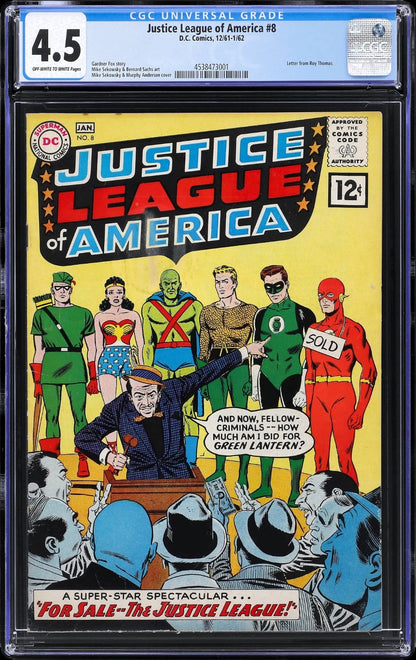 JUSTICE LEAGUE OF AMERICA #8 CGC 4.5 DC COMICS 1961