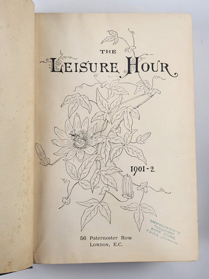 Vintage 1901‑1902 The Leisure Hour Bound Volume Victorian Illustrated Book