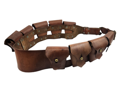 WWI Era British Army Patt 1903 Leather 90-Round Ammunition Bandolier | Vintage Militaria