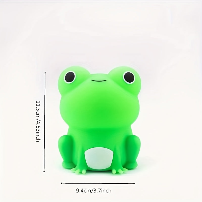 Cute Frog Silicone Night Light with Crown & Bow - Rechargeable USB Battery Warm Glow for Dark Nights Baby Room Display Lamp