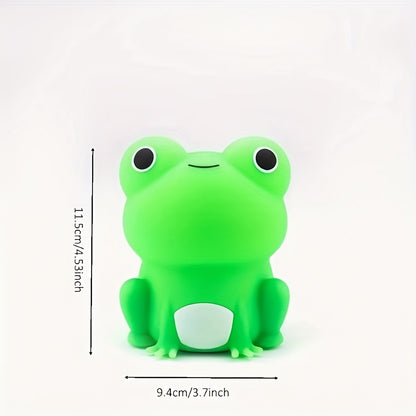 Cute Frog Silicone Night Light with Crown & Bow - Rechargeable USB Battery Warm Glow for Dark Nights Baby Room Display Lamp