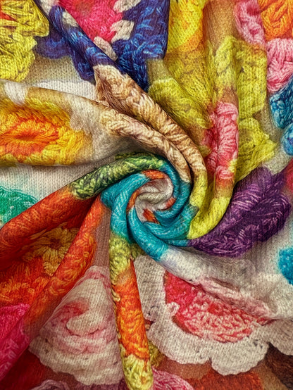 Women's Lightweight 3D Floral Print Sweater Ultra HD All-Over Multicolor Pattern Casual Crewneck Long Sleeve Top Trendy All-Season