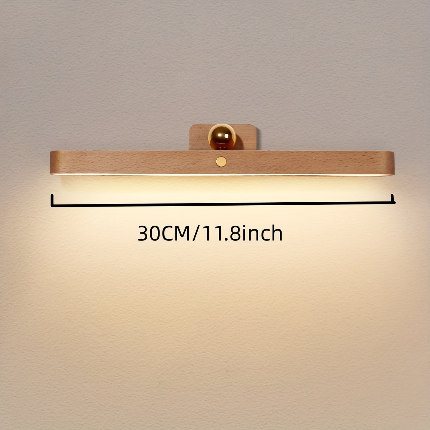 Magnetic Night Light Wall Lamp Wooden Mirror Front Design LED Light Strip Semi-Flush Mount USB Rechargeable
