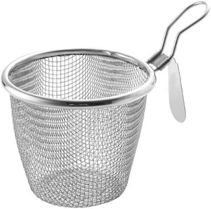 Stainless Steel Blanching Strainer – Mesh Spaghetti / Pasta Cooker Utensil with Long Handle