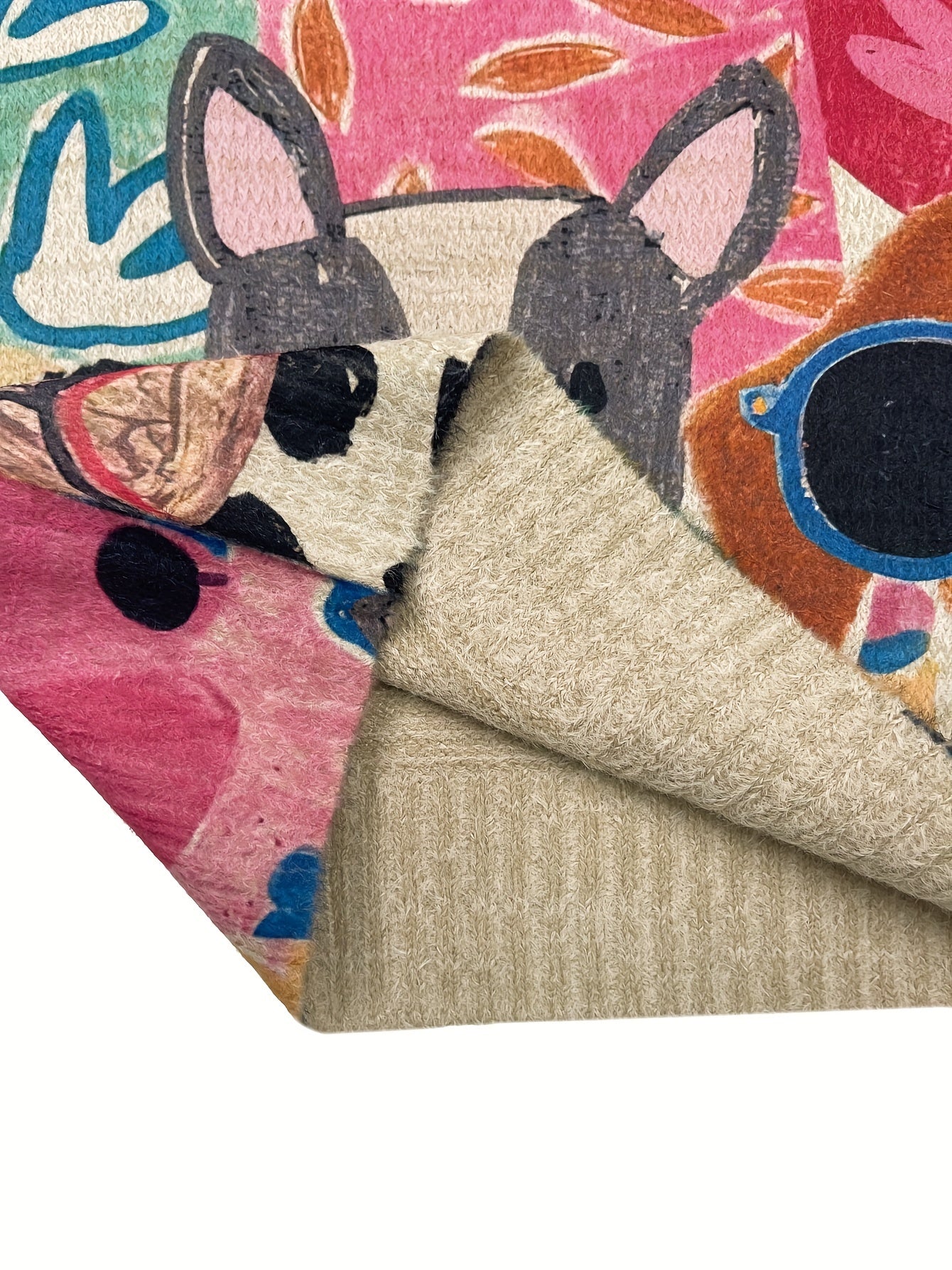 All-Over Print Cartoon Dog Pattern Thick Casual Crew Neck Long Sleeve Sweater Women's Clothing