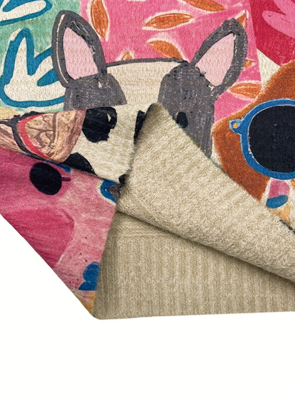 All-Over Print Cartoon Dog Pattern Thick Casual Crew Neck Long Sleeve Sweater Women's Clothing