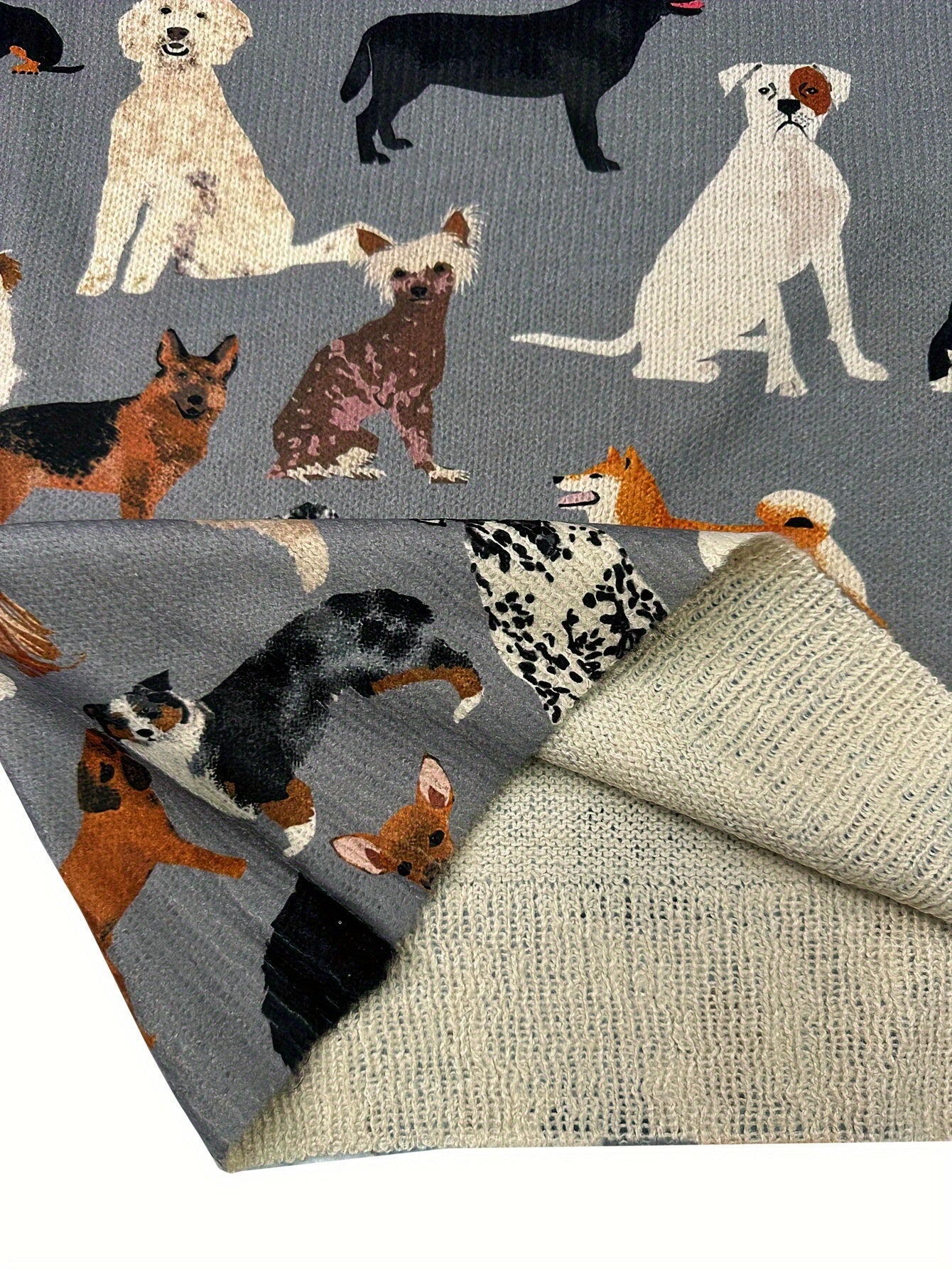 Lightweight Women's Sweater Round Neck Long Sleeves Dog Printed Casual Design