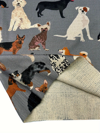 Lightweight Women's Sweater Round Neck Long Sleeves Dog Printed Casual Design