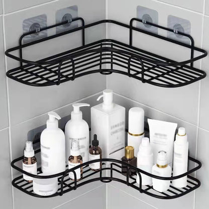 Wall Mounted Bathroom Storage Rack Corner Shower Shelf No-Drill Cast Iron