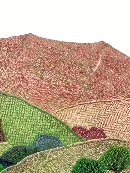 Women's Lightweight Sweater All-Over Pastoral Print with Sheep Long Sleeve Round Neck Pullover Casual Design