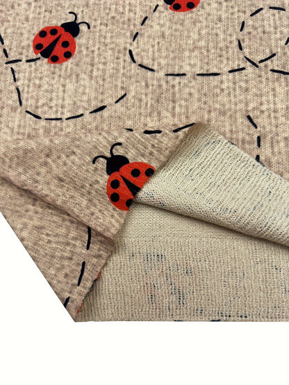 Women's Casual Crew Neck Long Sleeve Sweater with 3D Ladybug Print Spandex Knit Fabric All-Season Regular Fit Top