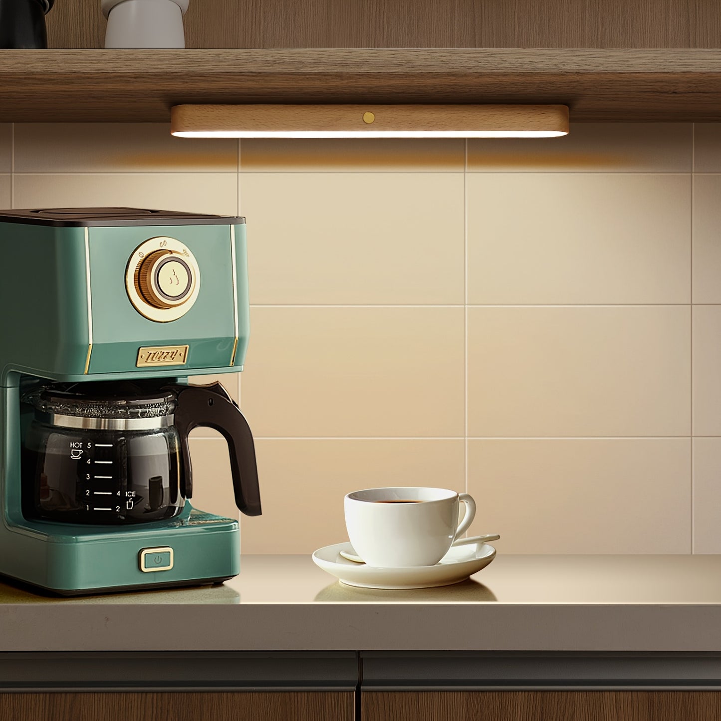 Magnetic Night Light Wall Lamp Wooden Mirror Front Design LED Light Strip Semi-Flush Mount USB Rechargeable