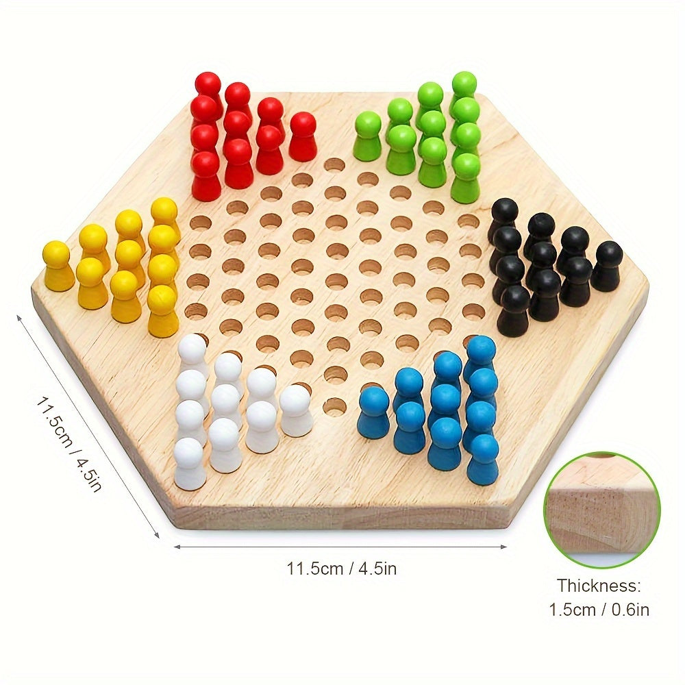 1 Set of Portable Wooden Chinese Jump Checkers - Fun Board Game Supplies for On-the-Go Entertainment