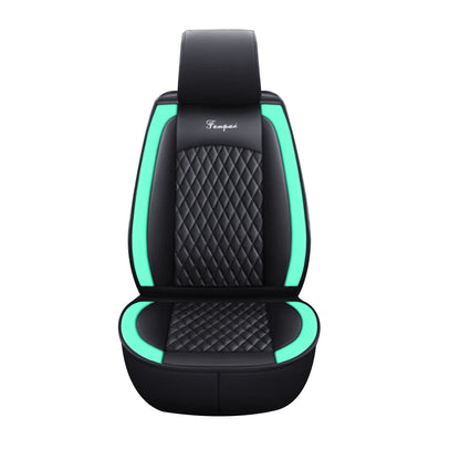 Luxury Car PU Leather Seat Cover Set Black Green