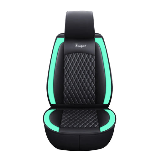 Luxury Car PU Leather Seat Cover Set Black Green