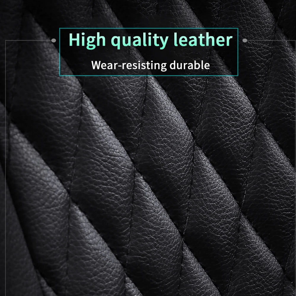 Luxury Car PU Leather Seat Cover Set Black Green