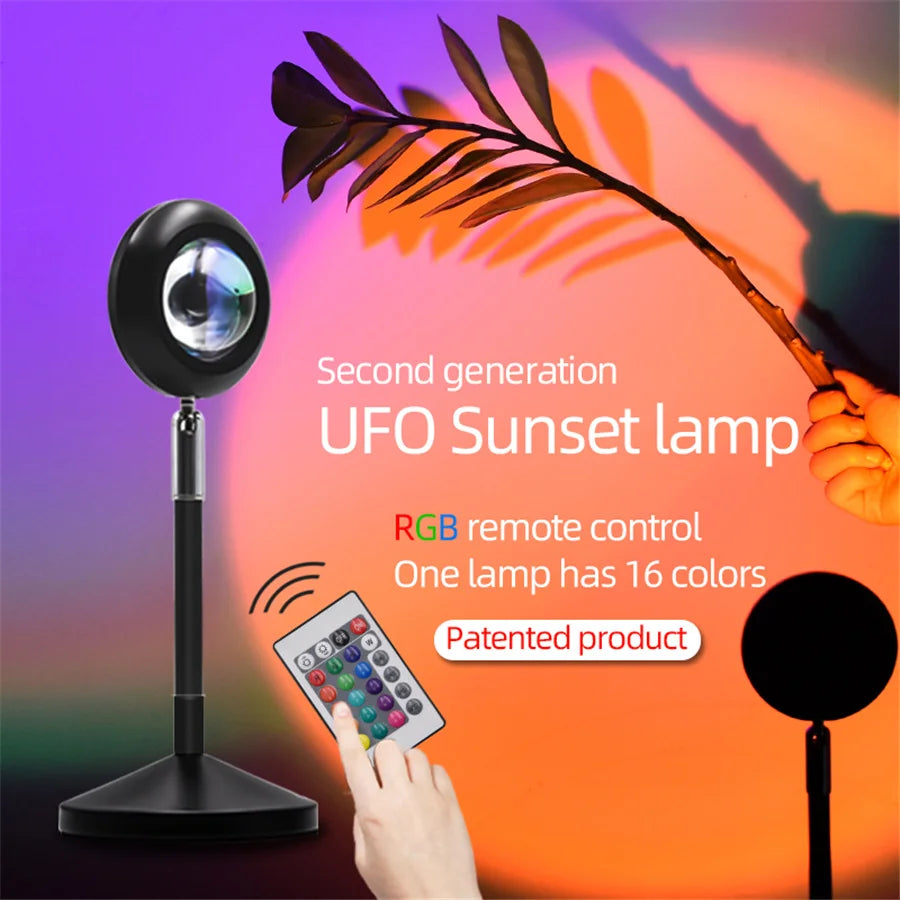RGB Sunset Projection Lamp | Remote Control Colorful Atmosphere LED Light for TikTok, Room, and Decor
