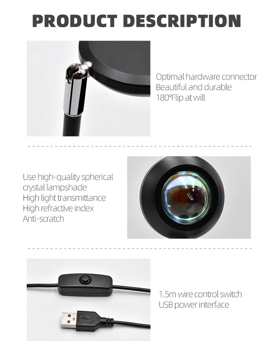 RGB Sunset Projection Lamp | Remote Control Colorful Atmosphere LED Light for TikTok, Room, and Decor