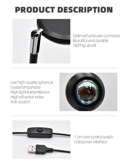 RGB Sunset Projection Lamp | Remote Control Colorful Atmosphere LED Light for TikTok, Room, and Decor