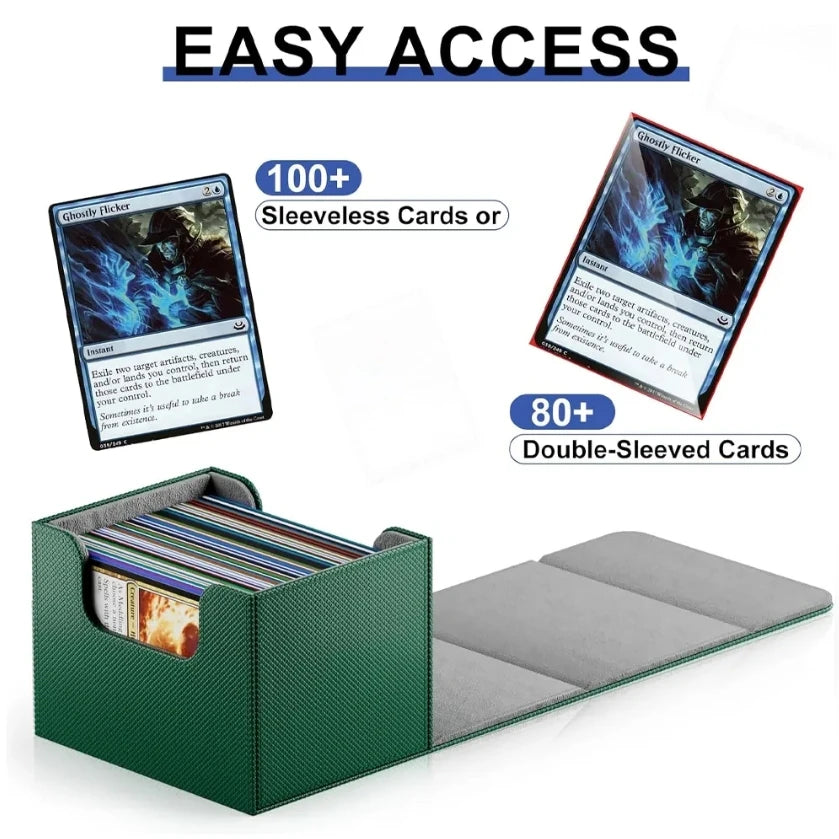 PU Leather Card Deck Box – Magnetic Closure Storage for 100+ TCG & Magic Cards