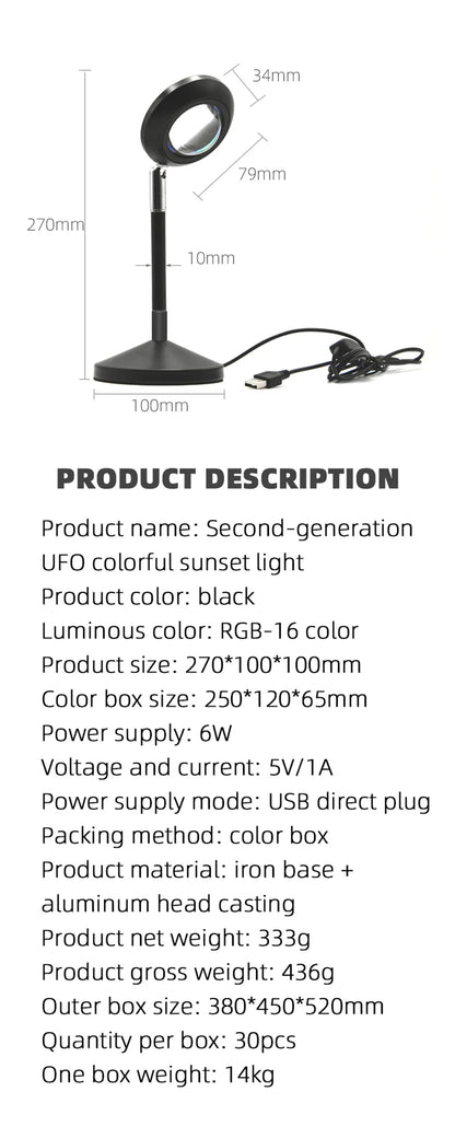 RGB Sunset Projection Lamp | Remote Control Colorful Atmosphere LED Light for TikTok, Room, and Decor