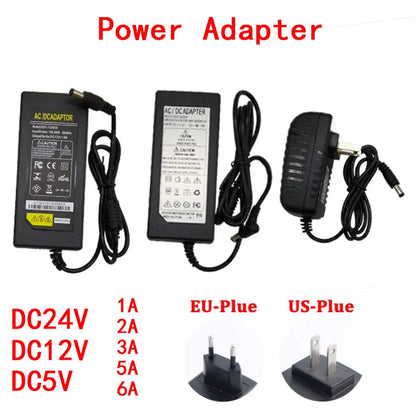 5V/12V/24V Power Adapter – LED Driver Transformer, 1A–8A, AC 100–240V to DC