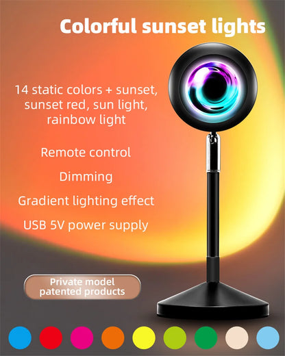 RGB Sunset Projection Lamp | Remote Control Colorful Atmosphere LED Light for TikTok, Room, and Decor