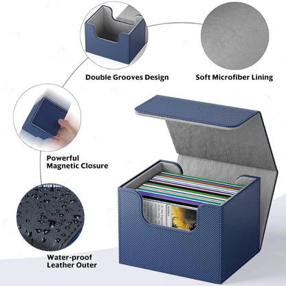 PU Leather Card Deck Box – Magnetic Closure Storage for 100+ TCG & Magic Cards