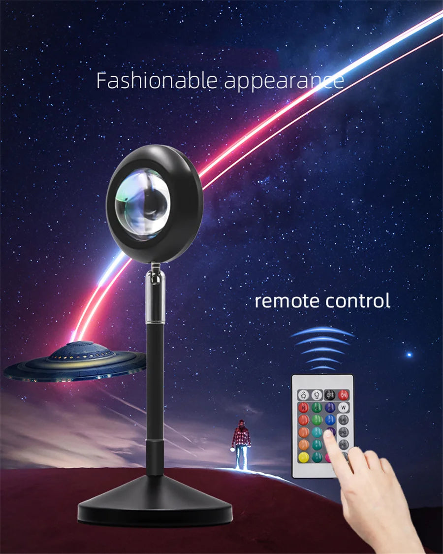 RGB Sunset Projection Lamp | Remote Control Colorful Atmosphere LED Light for TikTok, Room, and Decor