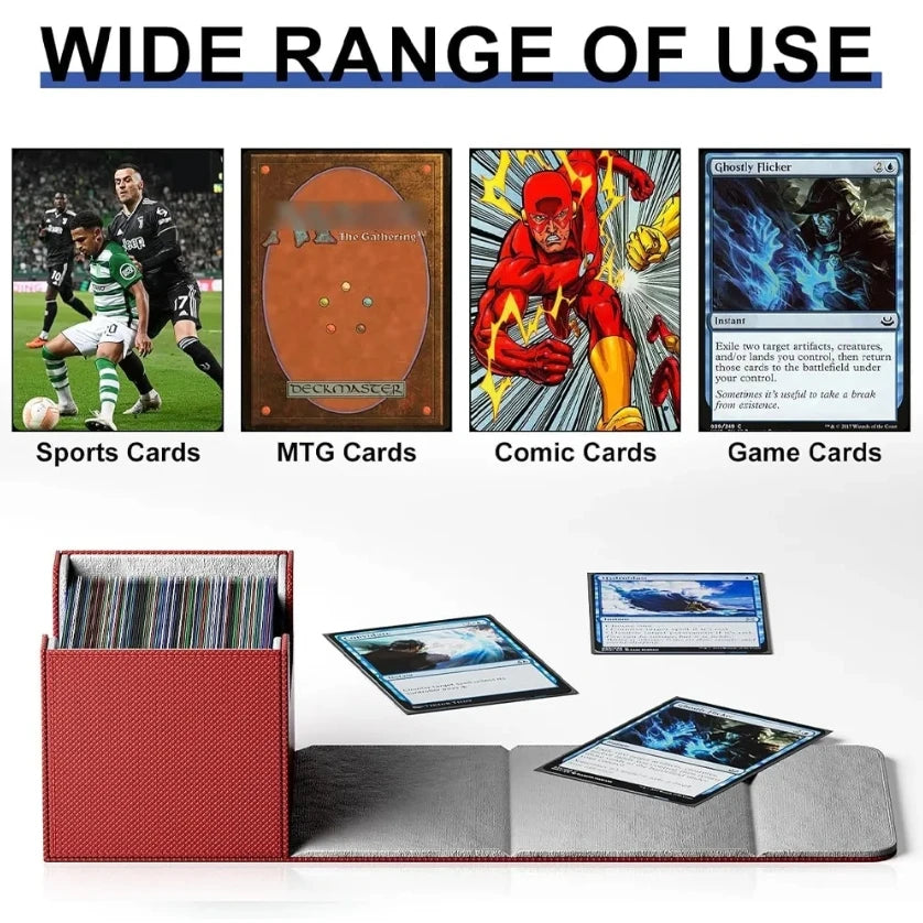 PU Leather Card Deck Box – Magnetic Closure Storage for 100+ TCG & Magic Cards
