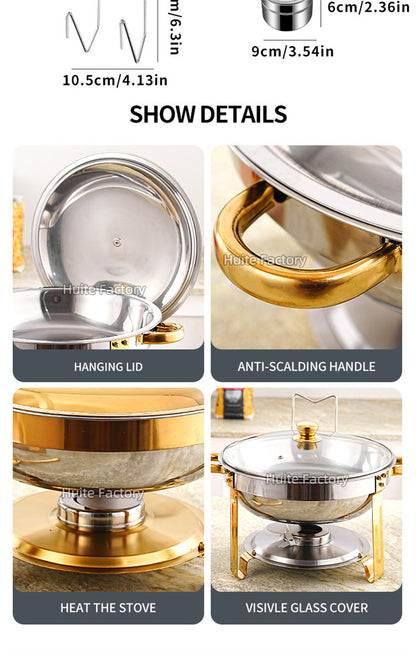 4-Pack Stainless Steel Chafing Dish Buffet Set – Full-Size Pans with Lids for Parties