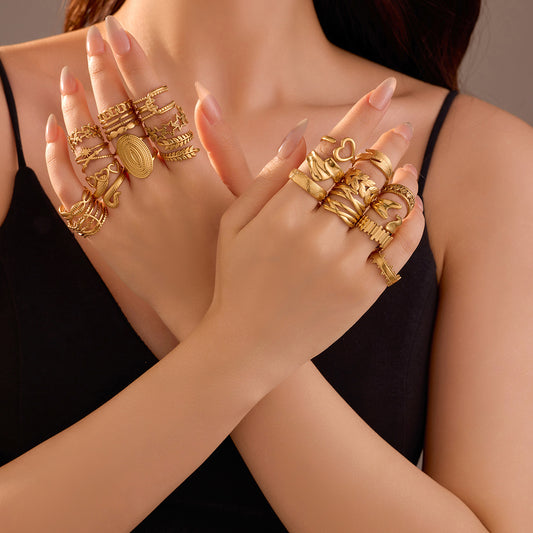 Stainless Steel Open Ring Multi Layer Geometric Abstract Hollow Out Cutout All Match Earrings Accessories