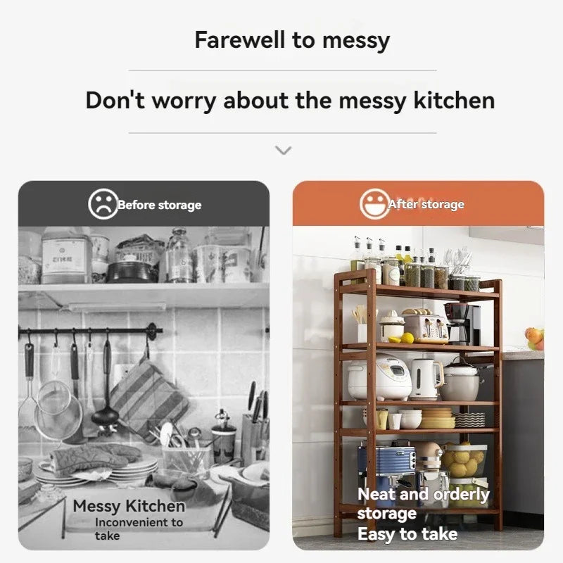 Kitchen Shelf Rack Floor Standing Multi-Layer