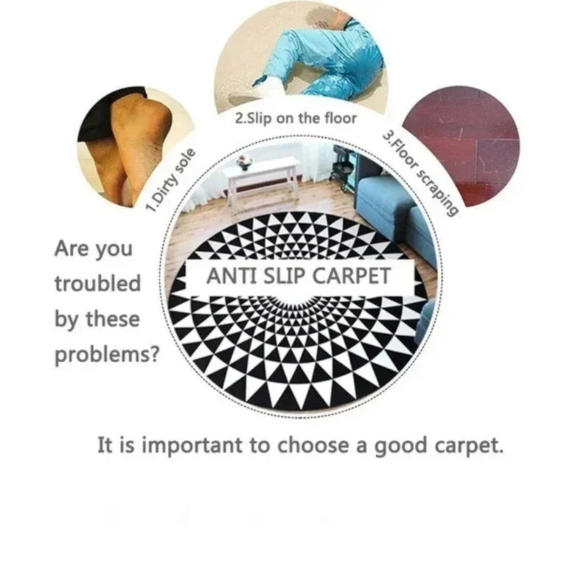 Car Wheel Rim Design Round Anti-Slip Rug – Racing Style Floor Mat for Home Garage Decor