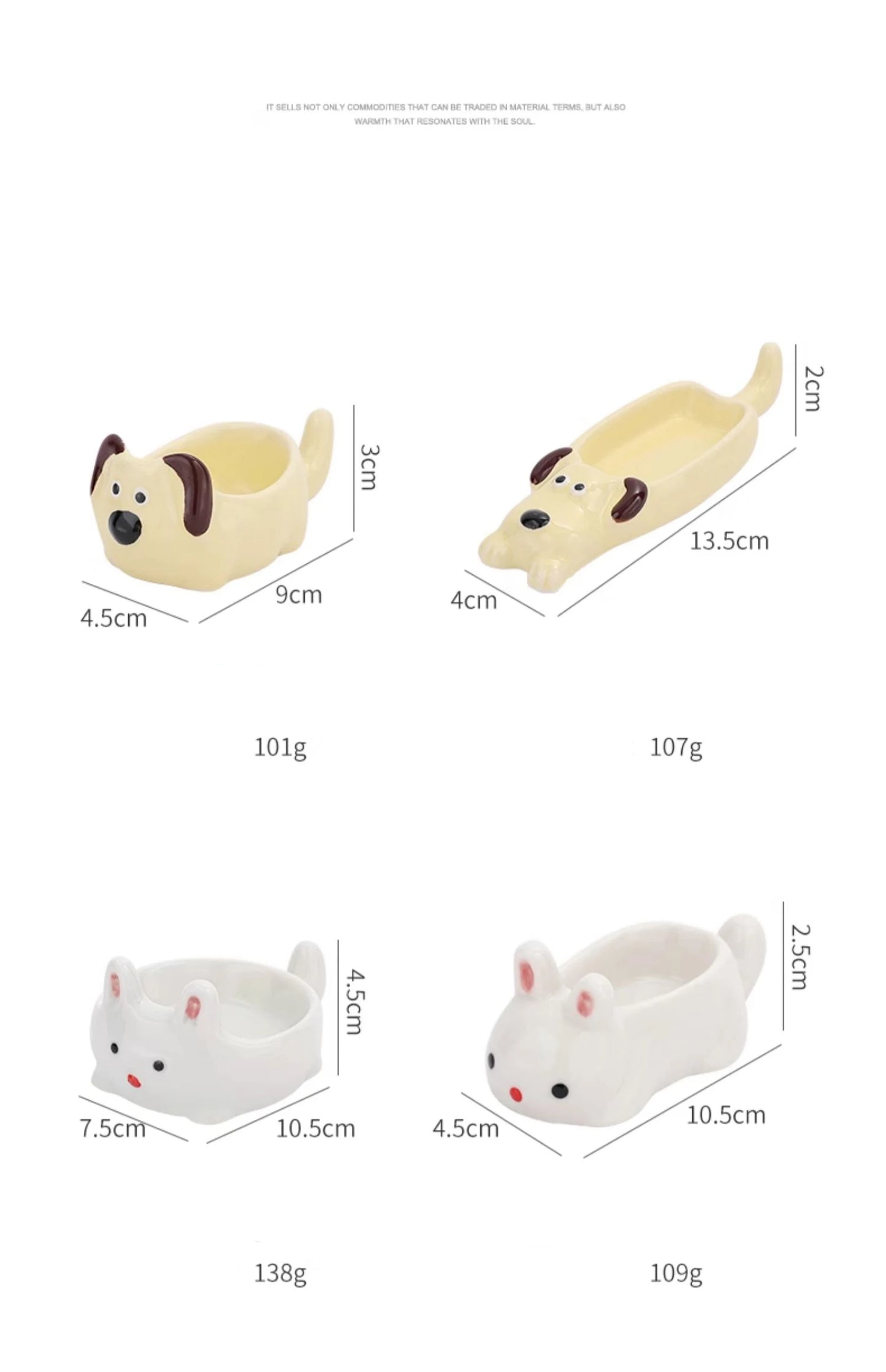 Cute Pet Cartoon Ceramic Gravy Boat – Japanese Style Rabbit & Dog Porcelain Dish