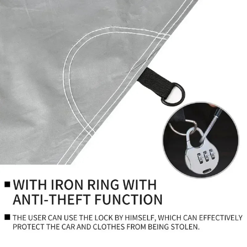 Outdoor Car Cover Silver Dacron – Universal Sedan, UV, Snow, Sun, Dust & Waterproof Protection