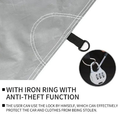 Outdoor Car Cover Silver Dacron – Universal Sedan, UV, Snow, Sun, Dust & Waterproof Protection