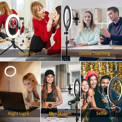 10" LED Ring Light with Tripod – Bi-Color 3200K-5600K, Selfie & Photography Lighting, USB Powered