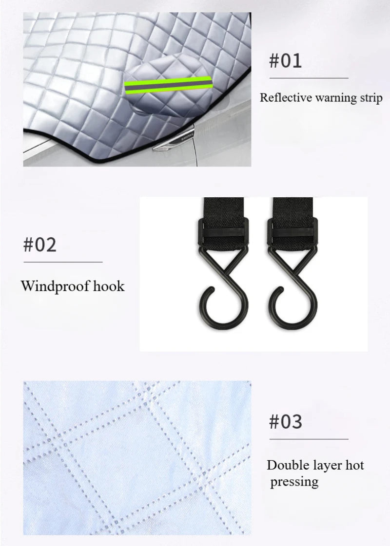 Car Rain Cover & Hail Protector – Waterproof Anti-UV 5-Layer Grid Design Hook Installation